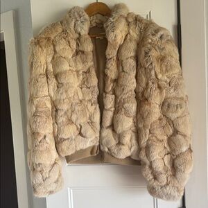 Rabbit Fur Women's Bomber Style Jacket